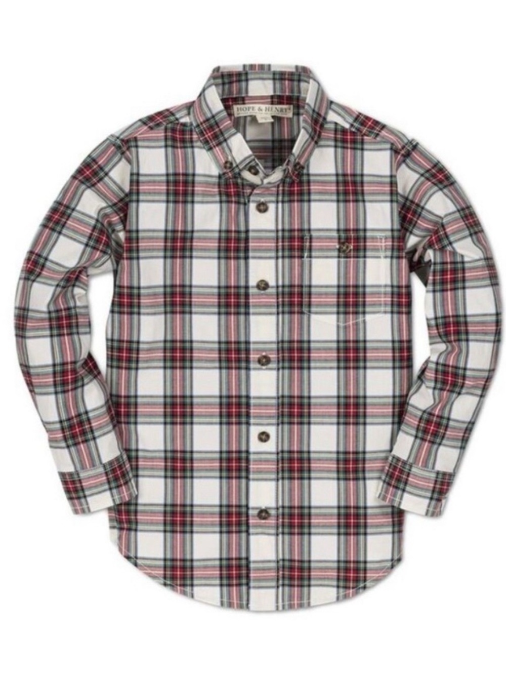 Hope & Henry Organic Plaid Button-Up Shirt Boys Size 8 Holiday Classic